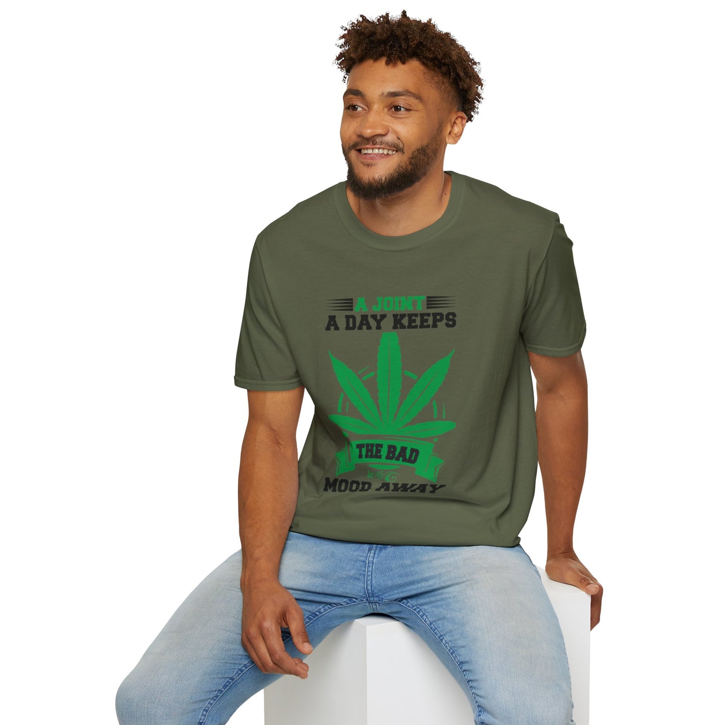 Marijuana Humor T-Shirt - A Joint a Day Keeps the Bad Mood Away
