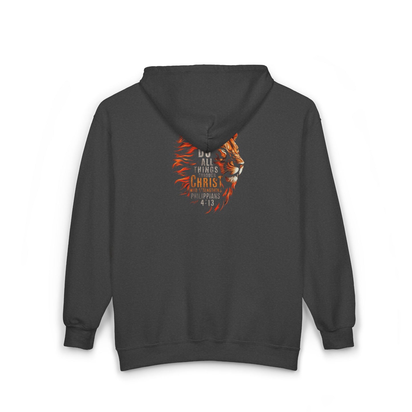 Philippians 4:13 Lion Full Zip Hoodie - Cozy Fall Streetwear Vibe