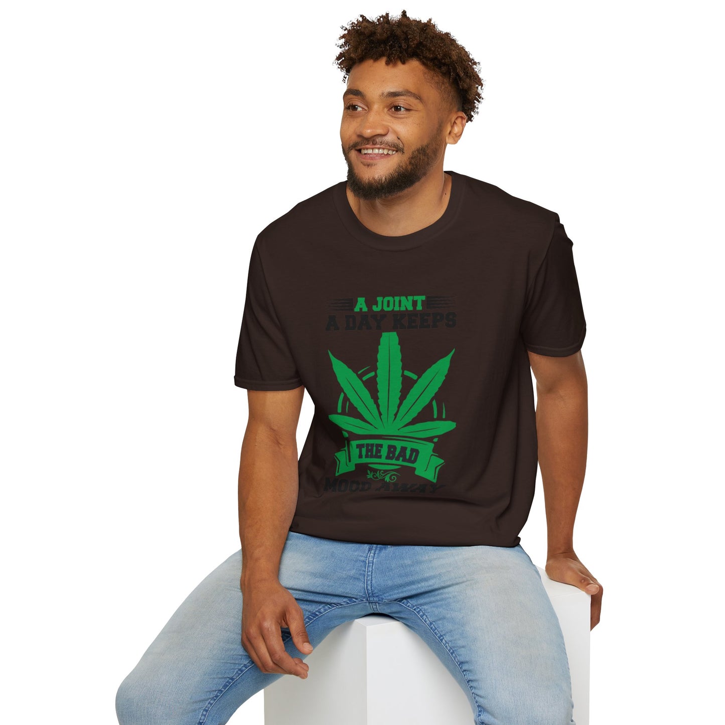 Marijuana Humor T-Shirt - A Joint a Day Keeps the Bad Mood Away