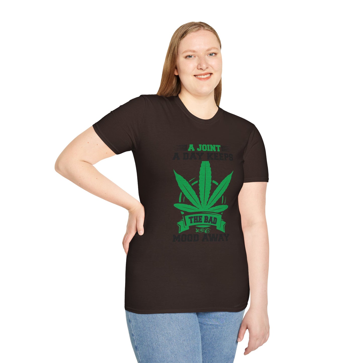 Marijuana Humor T-Shirt - A Joint a Day Keeps the Bad Mood Away