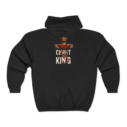 Full Zip Hooded Sweatshirt Christ is King Design