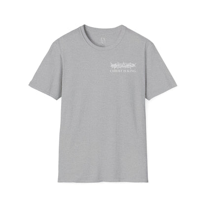 Christ is King Crossed Unisex Softstyle T-Shirt - Faith Apparel and Christian Gift