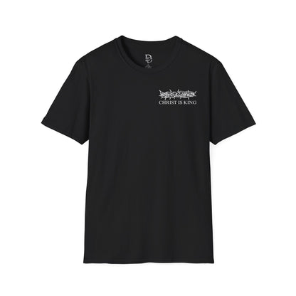 Christ is King Crossed Unisex Softstyle T-Shirt - Faith Apparel and Christian Gift