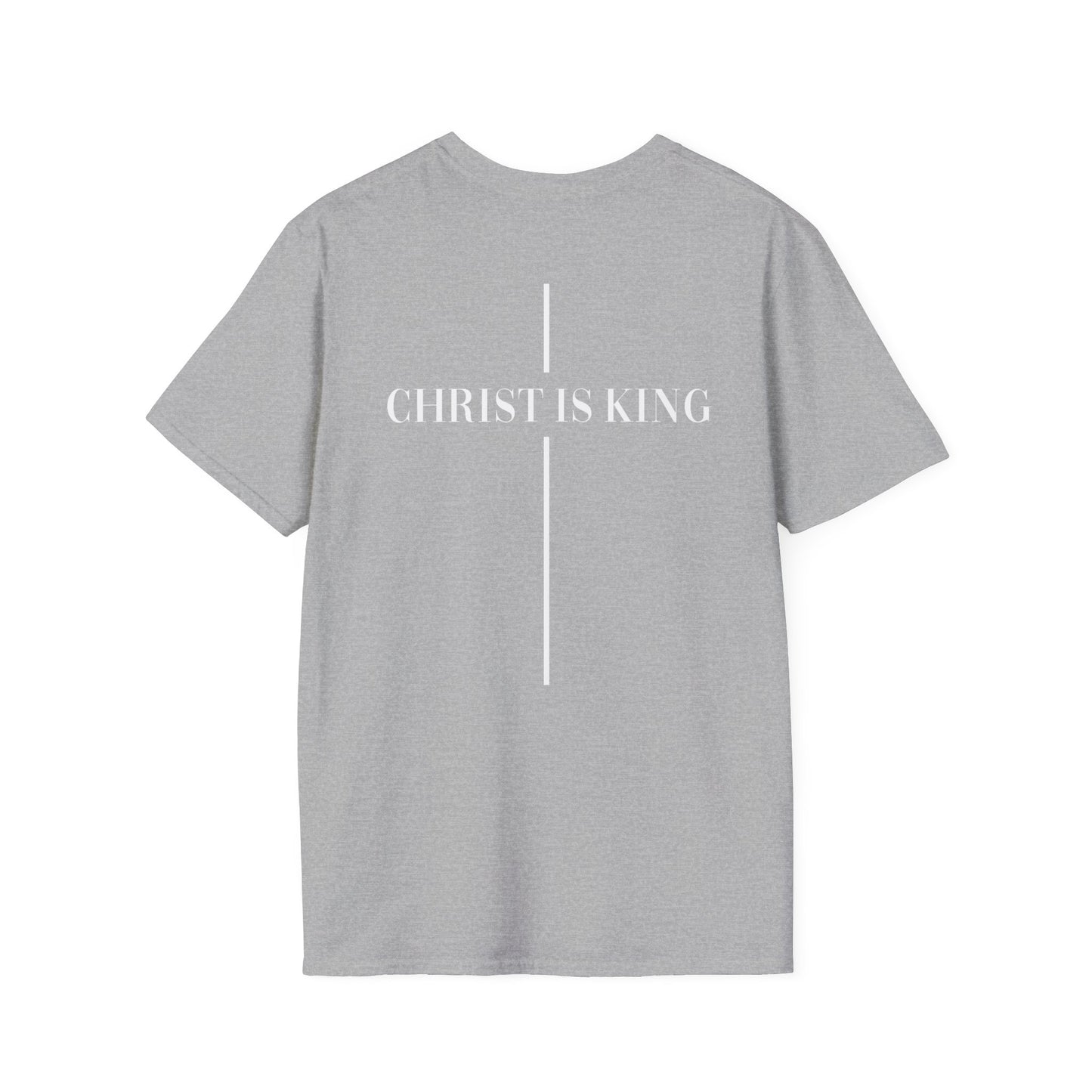 Christ is King Crossed Unisex Softstyle T-Shirt - Faith Apparel and Christian Gift