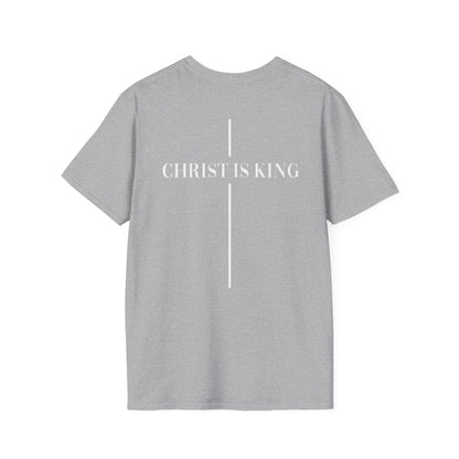 Christ is King Crossed Unisex Softstyle T-Shirt - Faith Apparel and Christian Gift