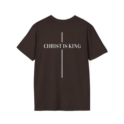 Christ is King Crossed Unisex Softstyle T-Shirt - Faith Apparel and Christian Gift
