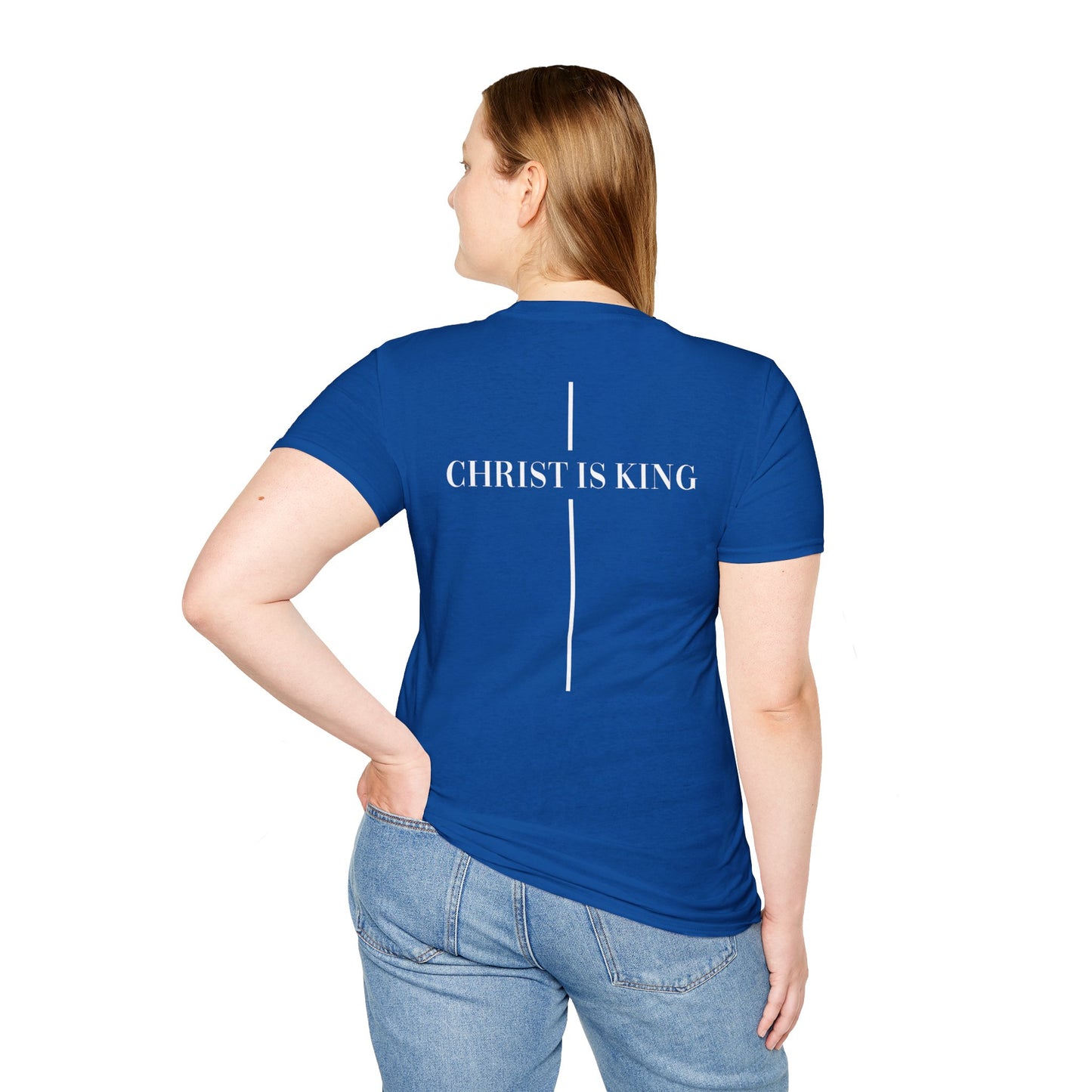 Christ is King Crossed Unisex Softstyle T-Shirt - Faith Apparel and Christian Gift