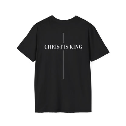 Christ is King Crossed Unisex Softstyle T-Shirt - Faith Apparel and Christian Gift