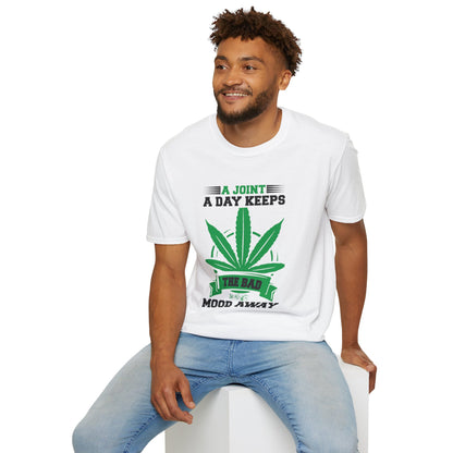 Marijuana Humor T-Shirt - A Joint a Day Keeps the Bad Mood Away