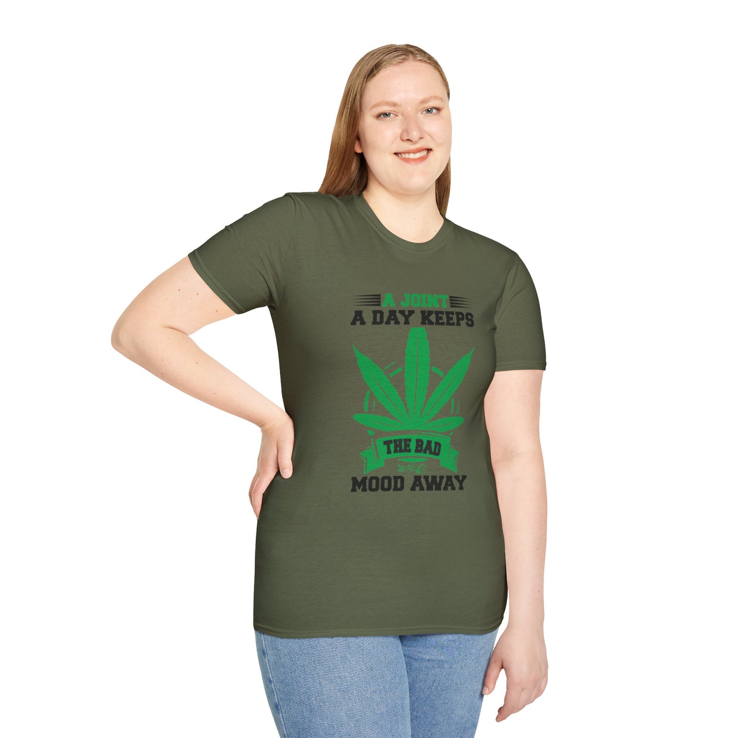 Marijuana Humor T-Shirt - A Joint a Day Keeps the Bad Mood Away