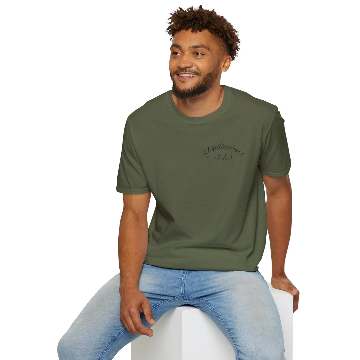 Inspirational Lion Tee | Unisex Softstyle T-Shirt, Christian Apparel, Philippians 4:13