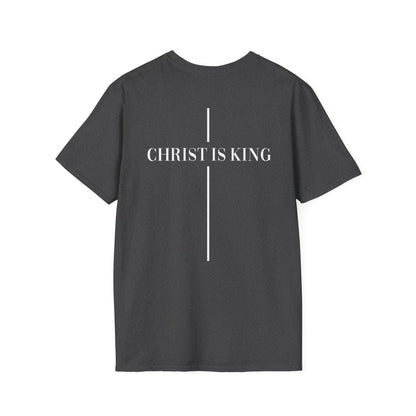 Christ is King Crossed Unisex Softstyle T-Shirt - Faith Apparel and Christian Gift