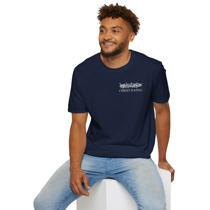 Christ is King Crossed Unisex Softstyle T-Shirt - Faith Apparel and Christian Gift