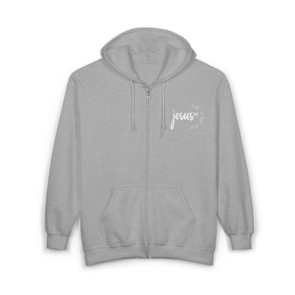 Full Zip Hoodie with Inspirational Jesus Design