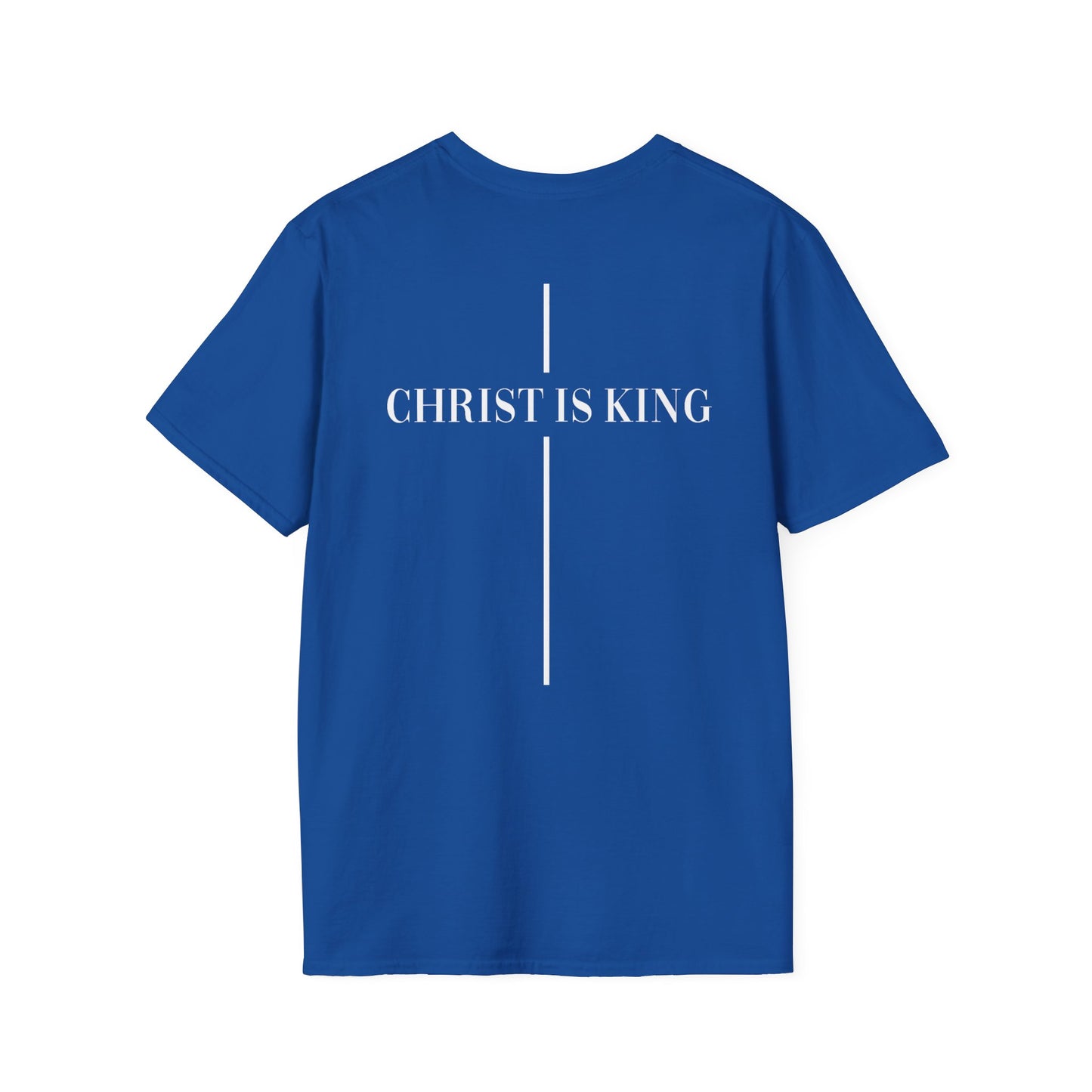 Christ is King Crossed Unisex Softstyle T-Shirt - Faith Apparel and Christian Gift