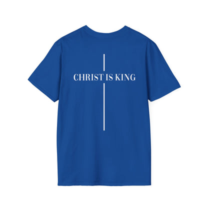 Christ is King Crossed Unisex Softstyle T-Shirt - Faith Apparel and Christian Gift