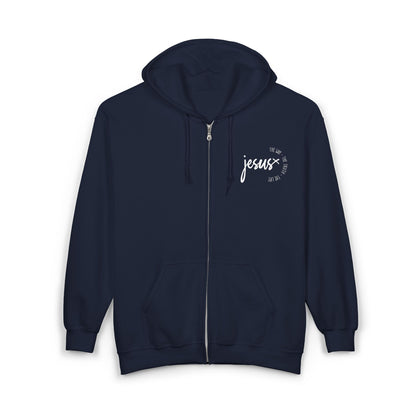 Full Zip Hoodie with Inspirational Jesus Design