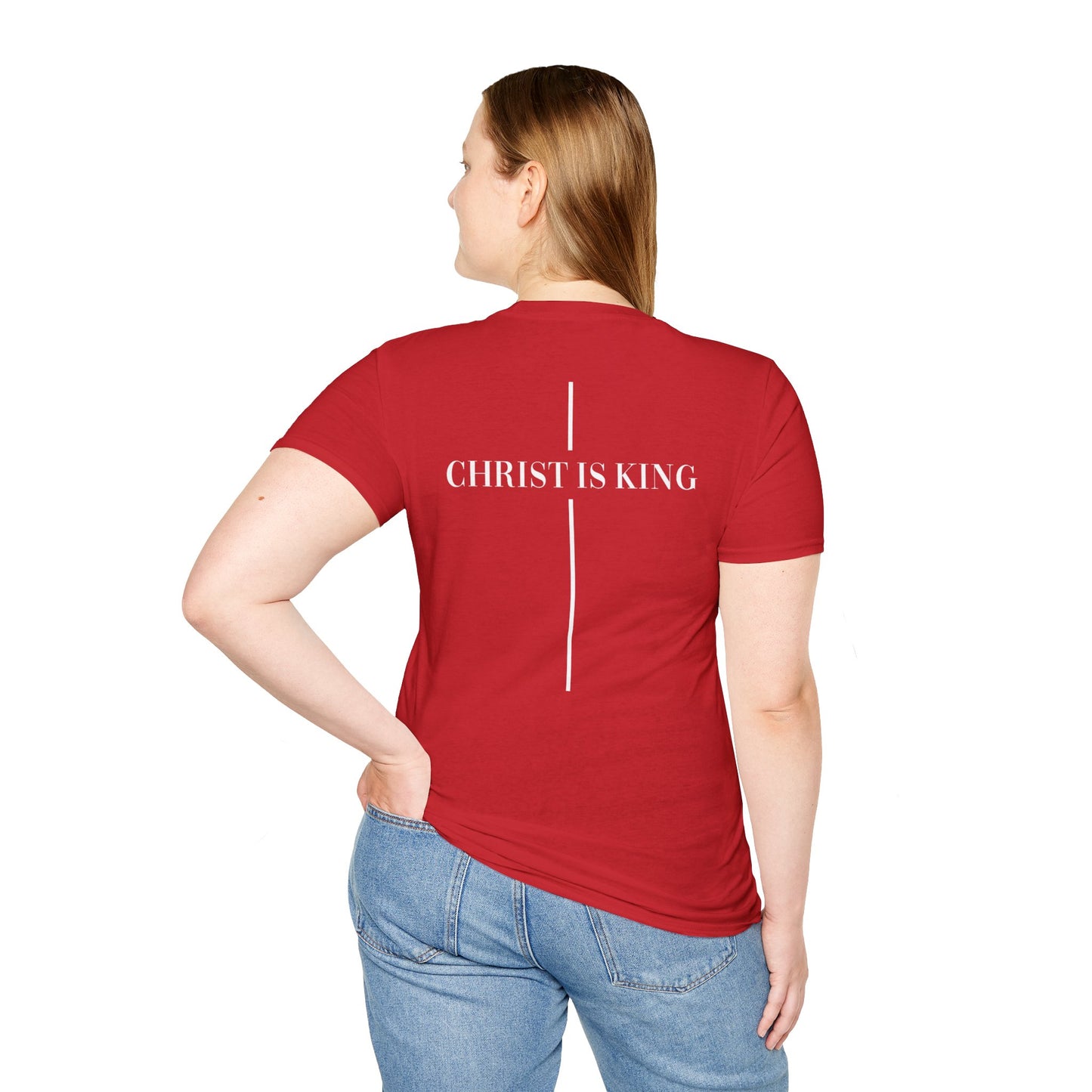 Christ is King Crossed Unisex Softstyle T-Shirt - Faith Apparel and Christian Gift
