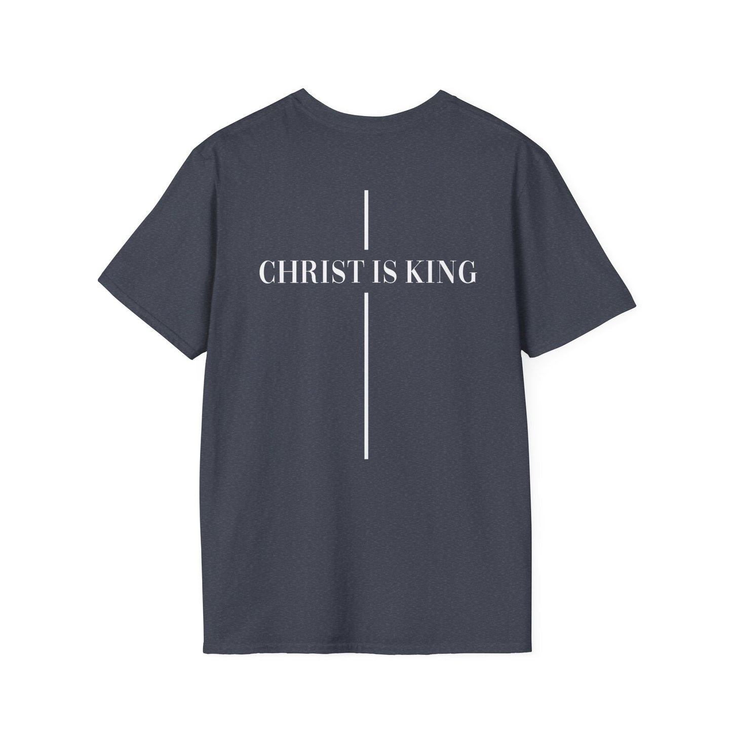 Christ is King Crossed Unisex Softstyle T-Shirt - Faith Apparel and Christian Gift