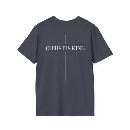 Christ is King Crossed Unisex Softstyle T-Shirt - Faith Apparel and Christian Gift