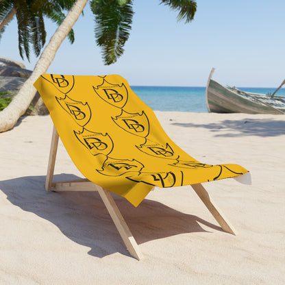 Desert Dawn Royal Shield Beach Towel - Bright Yellow Summer Accessory for Pool Parties and Beach Lovers