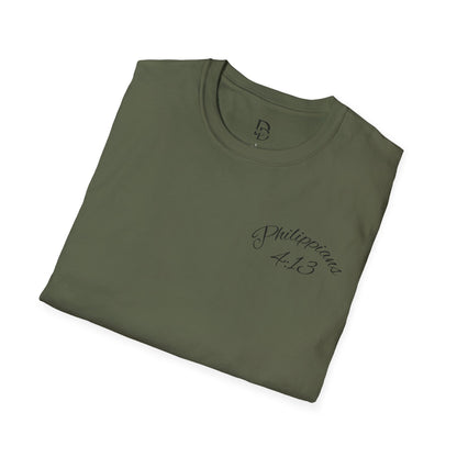 Inspirational Lion Tee | Unisex Softstyle T-Shirt, Christian Apparel, Philippians 4:13