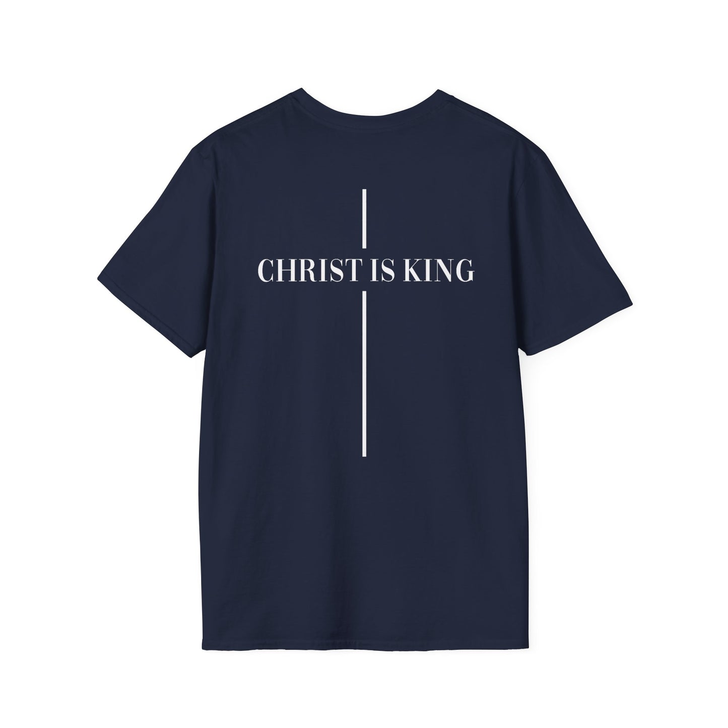 Christ is King Crossed Unisex Softstyle T-Shirt - Faith Apparel and Christian Gift