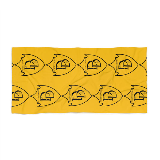 Desert Dawn Royal Shield Beach Towel - Bright Yellow Summer Accessory for Pool Parties and Beach Lovers