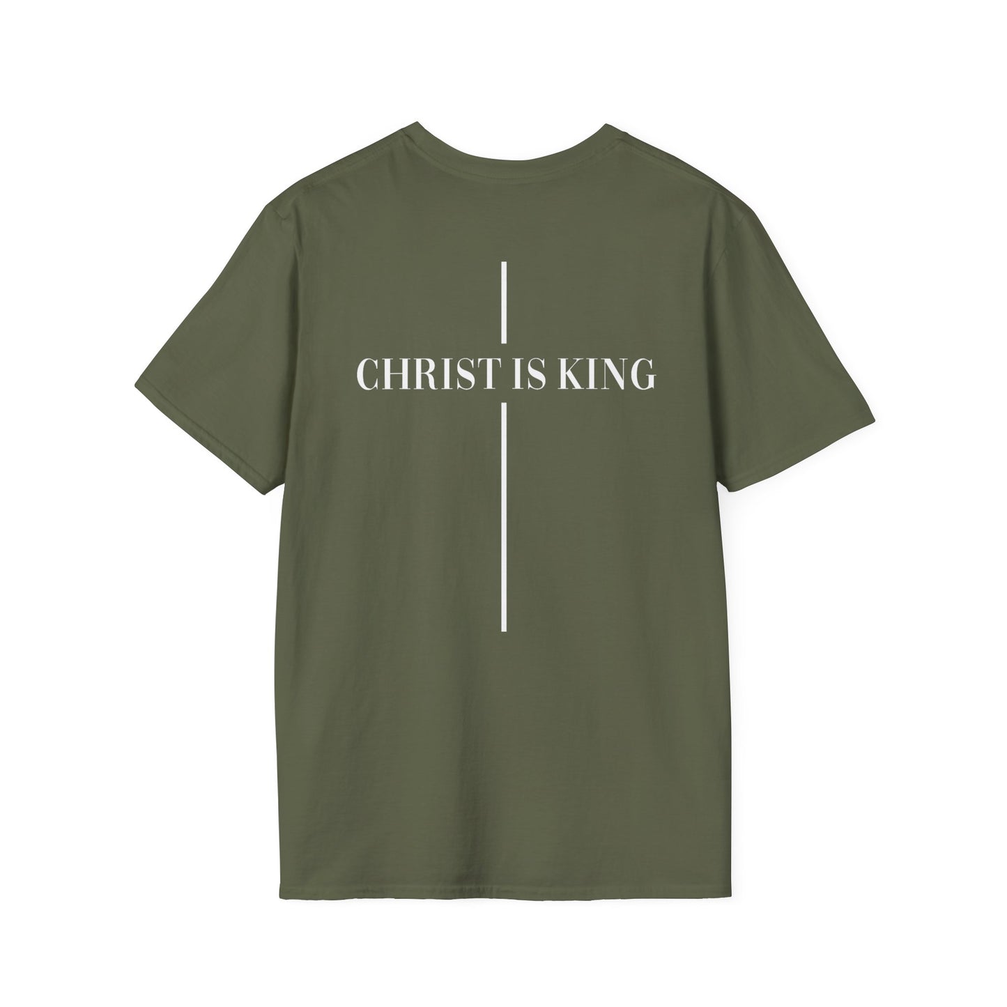Christ is King Crossed Unisex Softstyle T-Shirt - Faith Apparel and Christian Gift