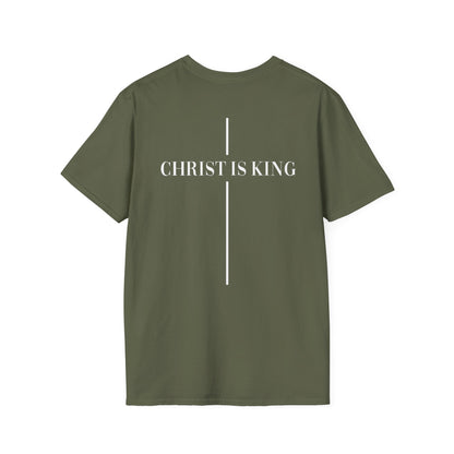 Christ is King Crossed Unisex Softstyle T-Shirt - Faith Apparel and Christian Gift