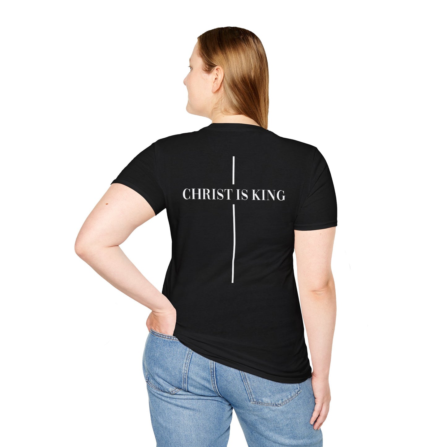 Christ is King Crossed Unisex Softstyle T-Shirt - Faith Apparel and Christian Gift