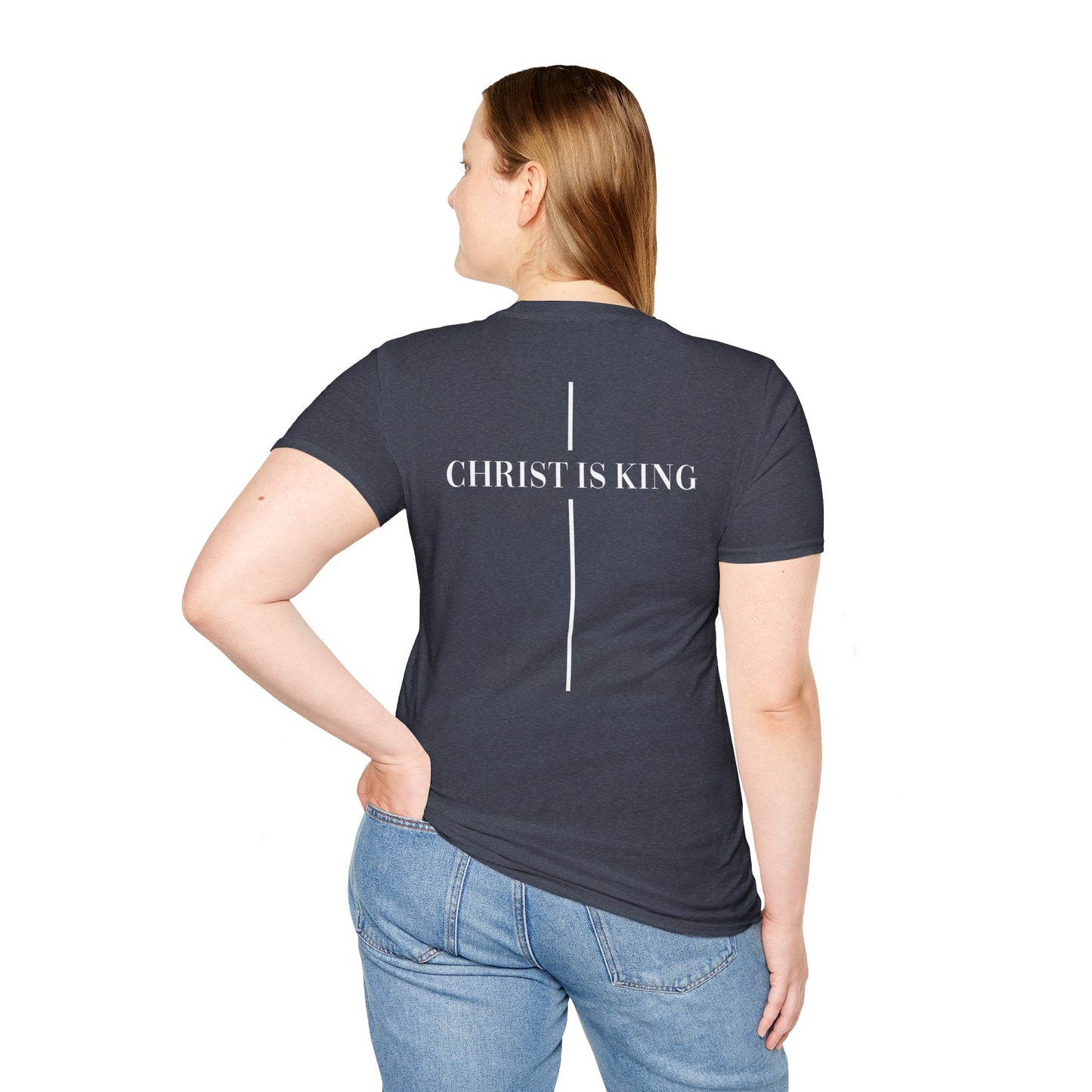 Christ is King Crossed Unisex Softstyle T-Shirt - Faith Apparel and Christian Gift