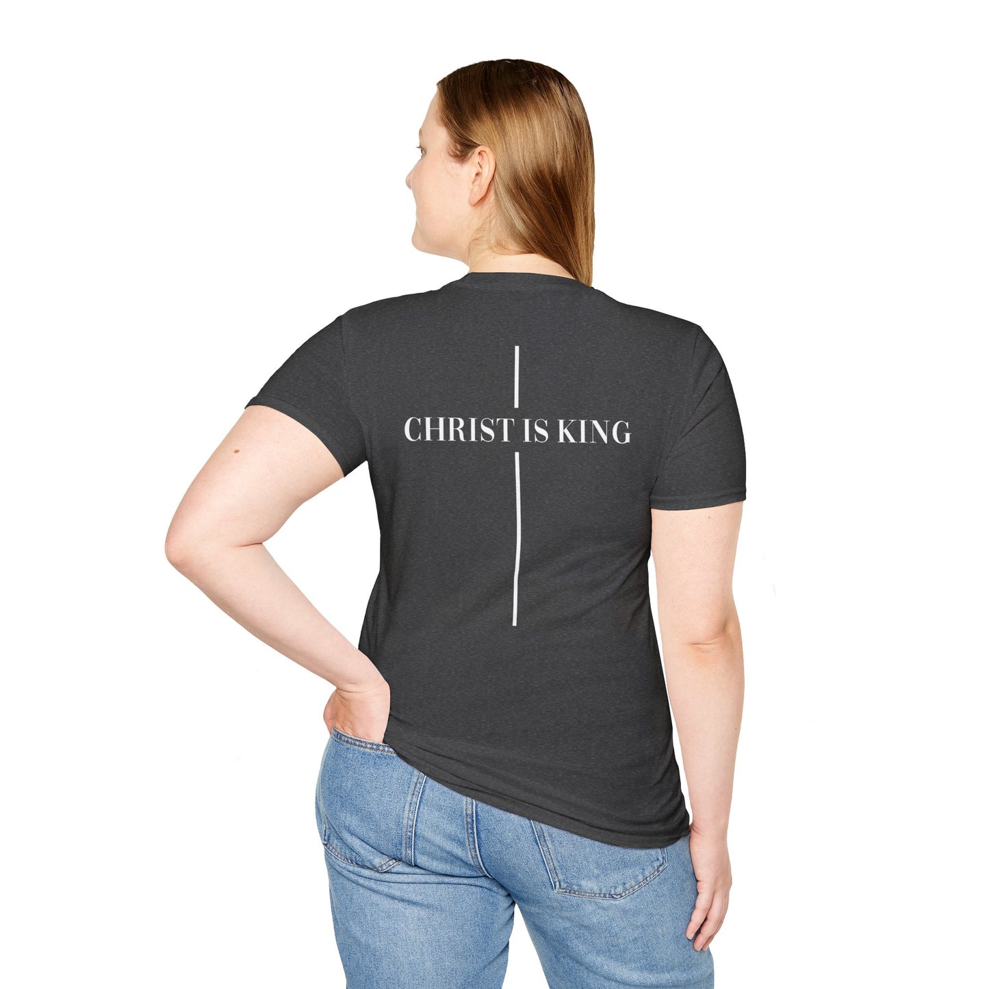 Christ is King Crossed Unisex Softstyle T-Shirt - Faith Apparel and Christian Gift
