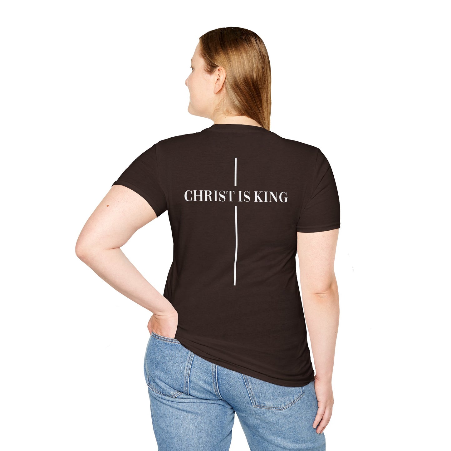 Christ is King Crossed Unisex Softstyle T-Shirt - Faith Apparel and Christian Gift