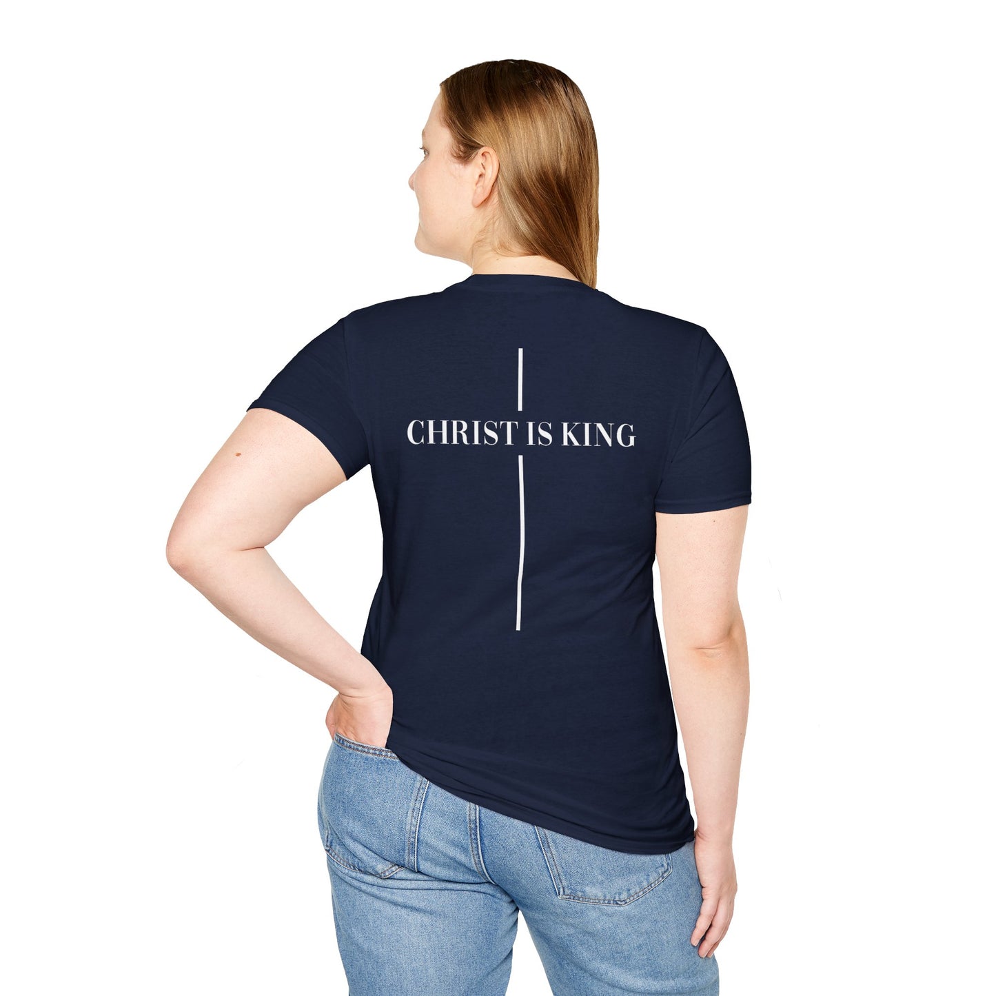 Christ is King Crossed Unisex Softstyle T-Shirt - Faith Apparel and Christian Gift