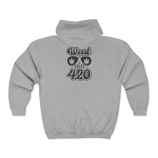 Weed limit 420 Unisex Zip Hoodie - Cannabis Lovers Cozy Apparel